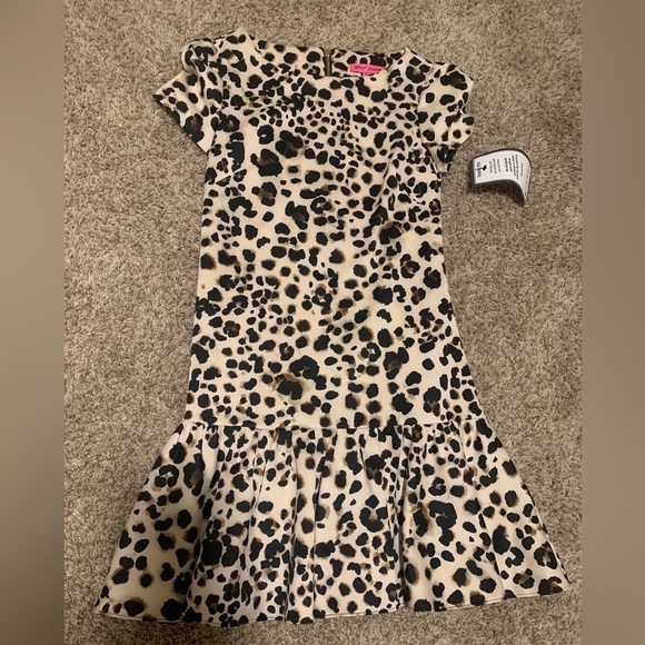 NWT Betsey Johnson Scuba Ruffle Hem Animal Dress 0 - Picture 2 of 8